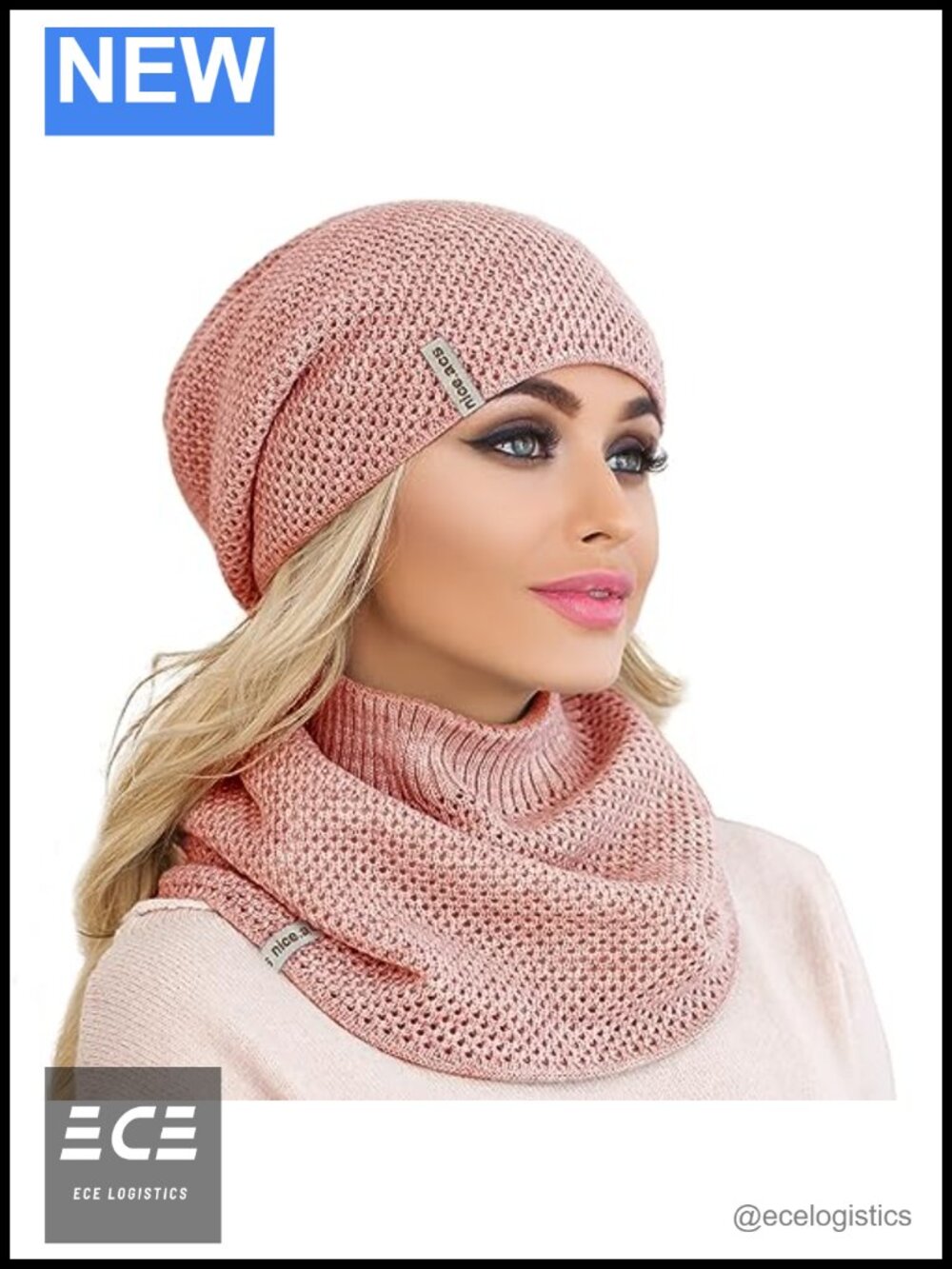 Wool Fleece Lined Knit Beanie & Scarf Set Winter Neck Warmer